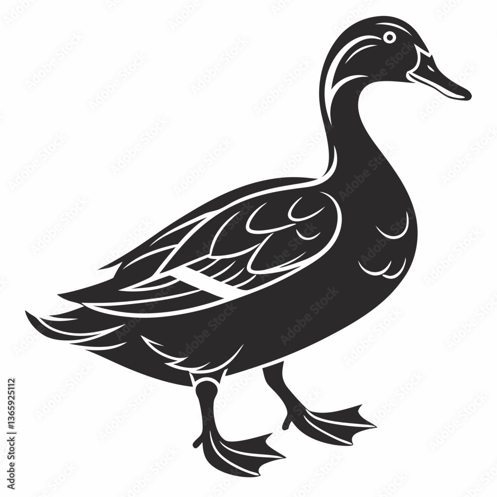 Obraz premium duck black silhouette icon vector
