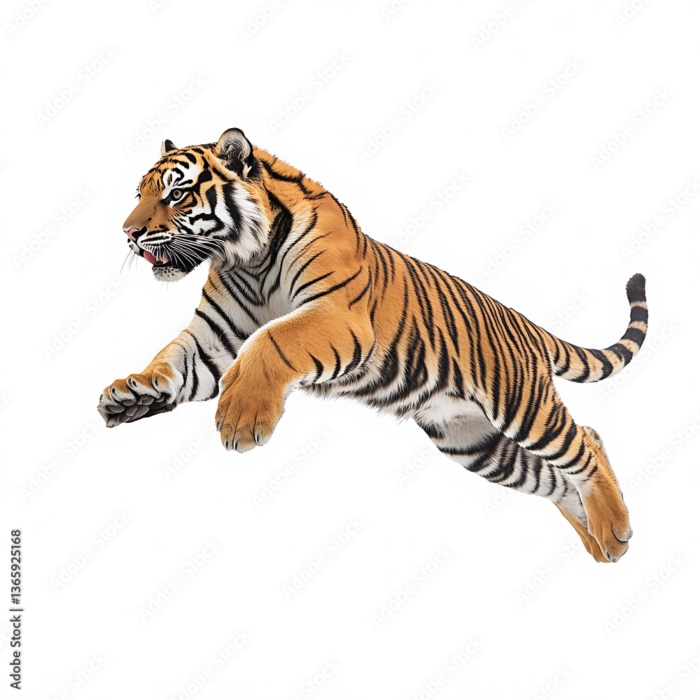 Obraz premium Tiger Jumping Isolated. (1)