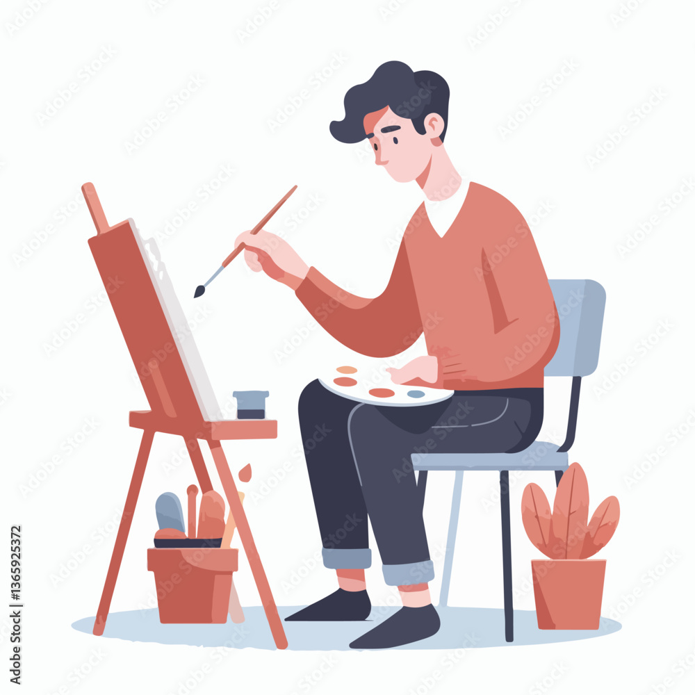 Fototapeta premium vector character people are painting art