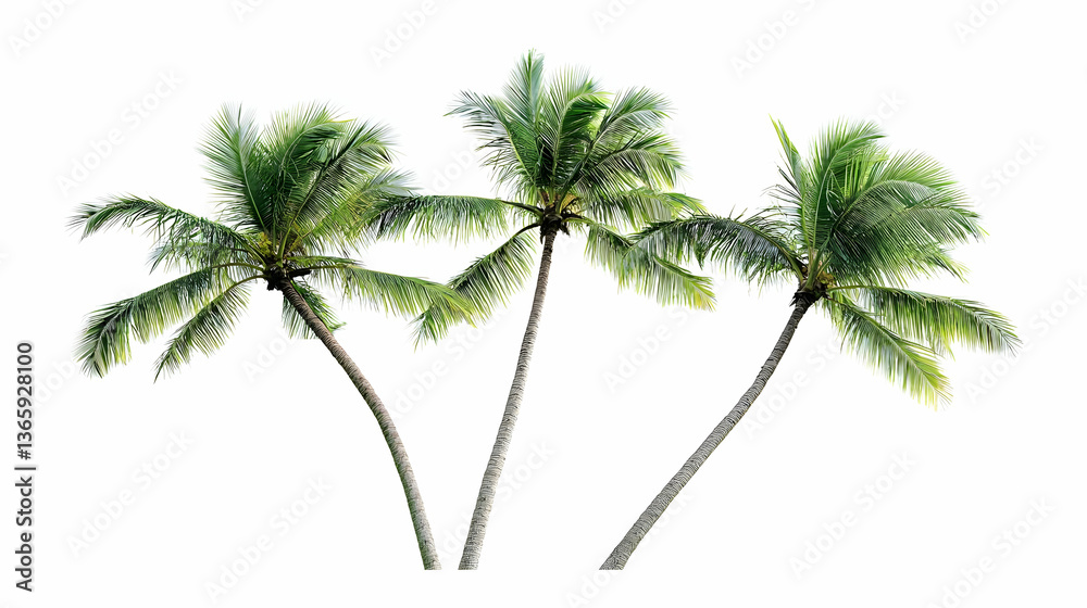 Obraz premium Three Palm Trees Against White Background