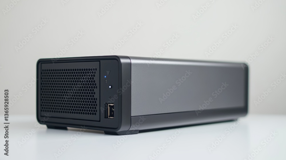 Obraz premium A compact power supply unit with a sleek design, placed on a white background