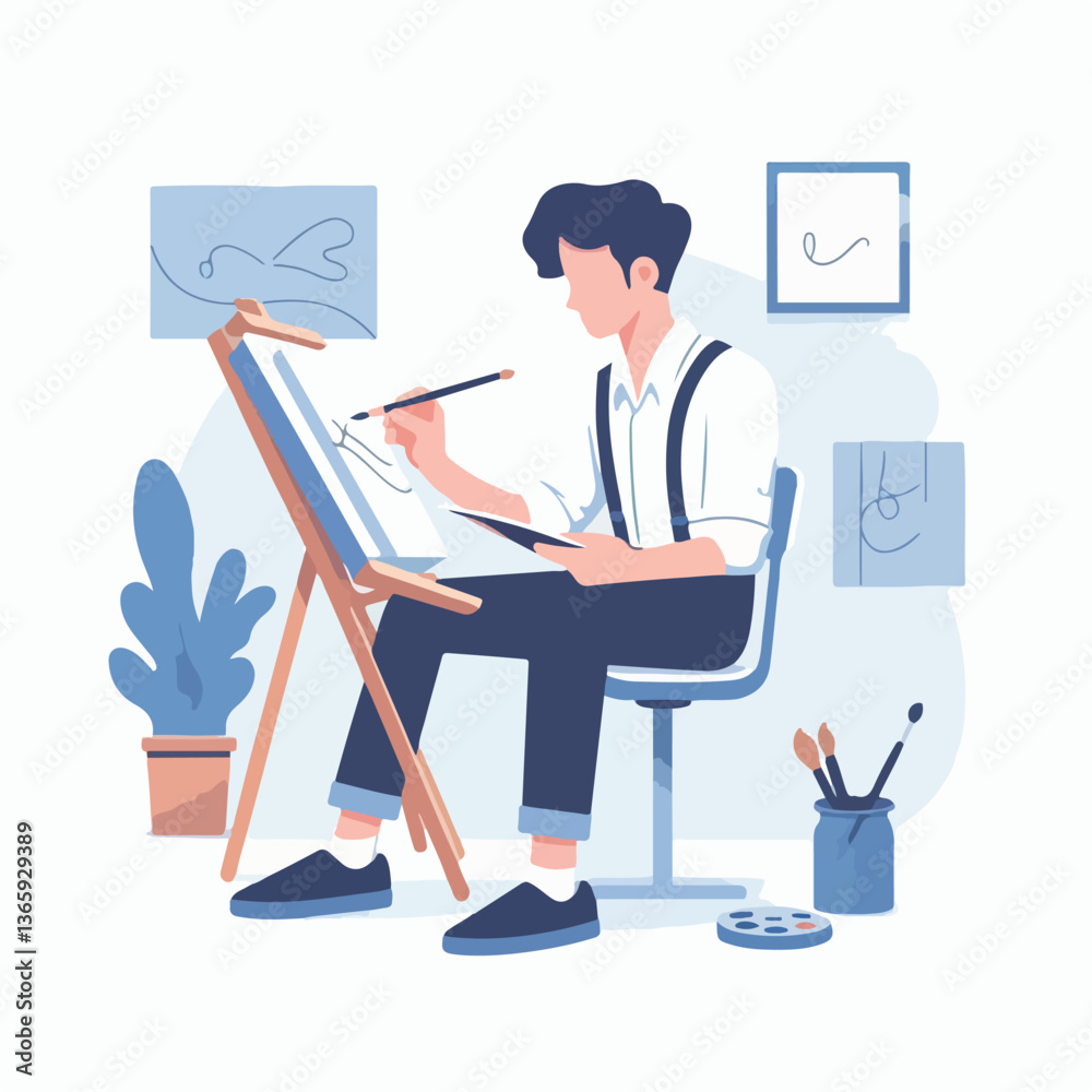 vector character people are painting art vector character people are painting art