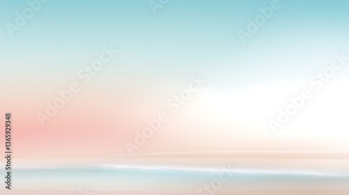 Serene Pastel Beachscape Soft Sky and Ocean