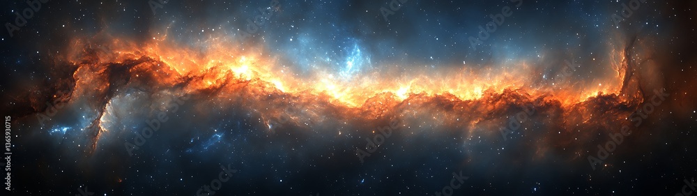 Cosmic Nebula with fiery space clouds. Cosmic Nebula with fiery space clouds.