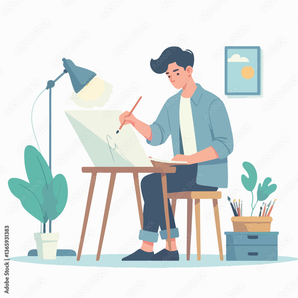 vector character people are painting art vector character people are painting art