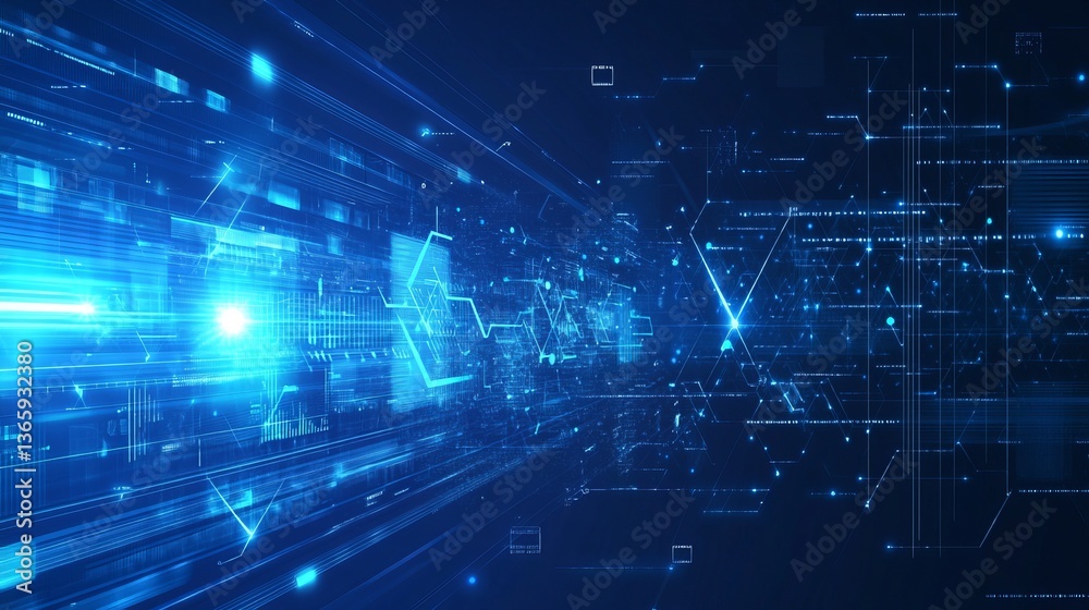 A digital vector illustration of blue rays zooming forward creates a motion effect, symbolizing speed and futuristic energy A digital vector illustration of blue rays zooming forward creates a motion effect, symbolizing speed and futuristic energy