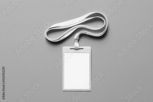 Blank White ID Card Template with Lanyard  Perfect for Mockups and Designs