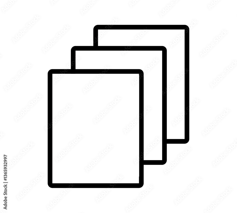 Stacked Document Icon in Minimal Line Art Style. Stacked Document Icon in Minimal Line Art Style.