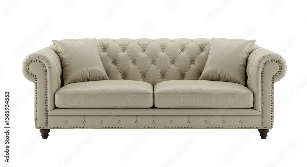 Obraz premium Isolated Beige Chesterfield Sofa