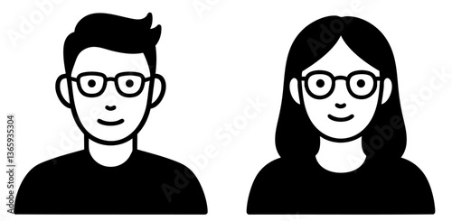 メガネをかけた男女のカップル