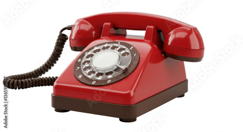 Isolated Red Rotary Phone