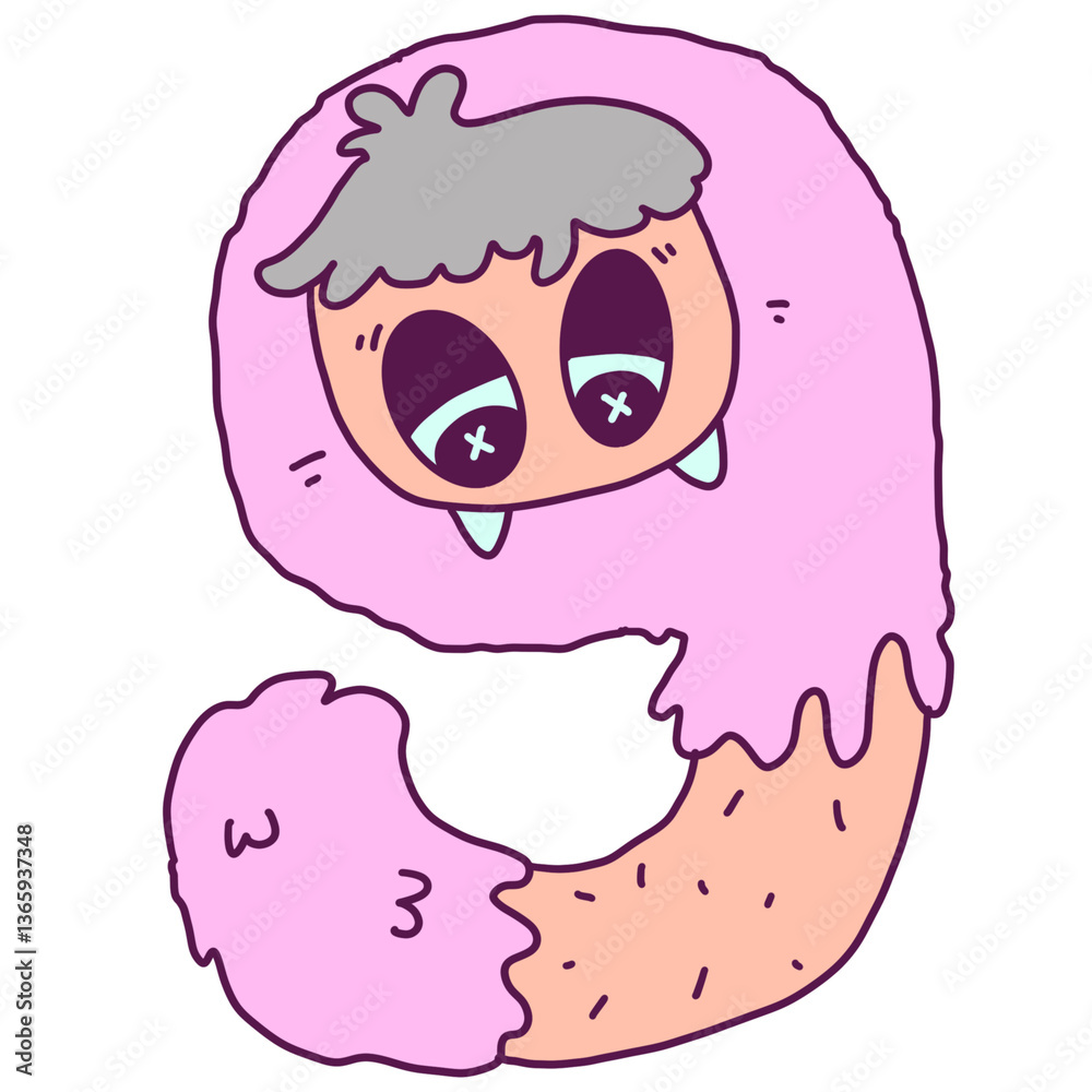 Fototapeta premium Cartoon characters and graph numbers designed in doodle style, used for decorating slides or presentations for children.