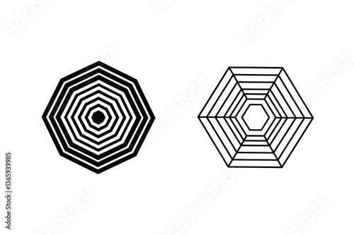 Octagon Hexagon Geometric Shapes Abstract Line Art Design photo