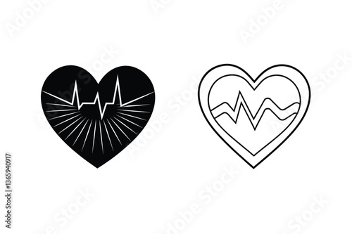 Heart Rate Monitor Icons Healthcare, Medical, Cardiology, Pulse, Health