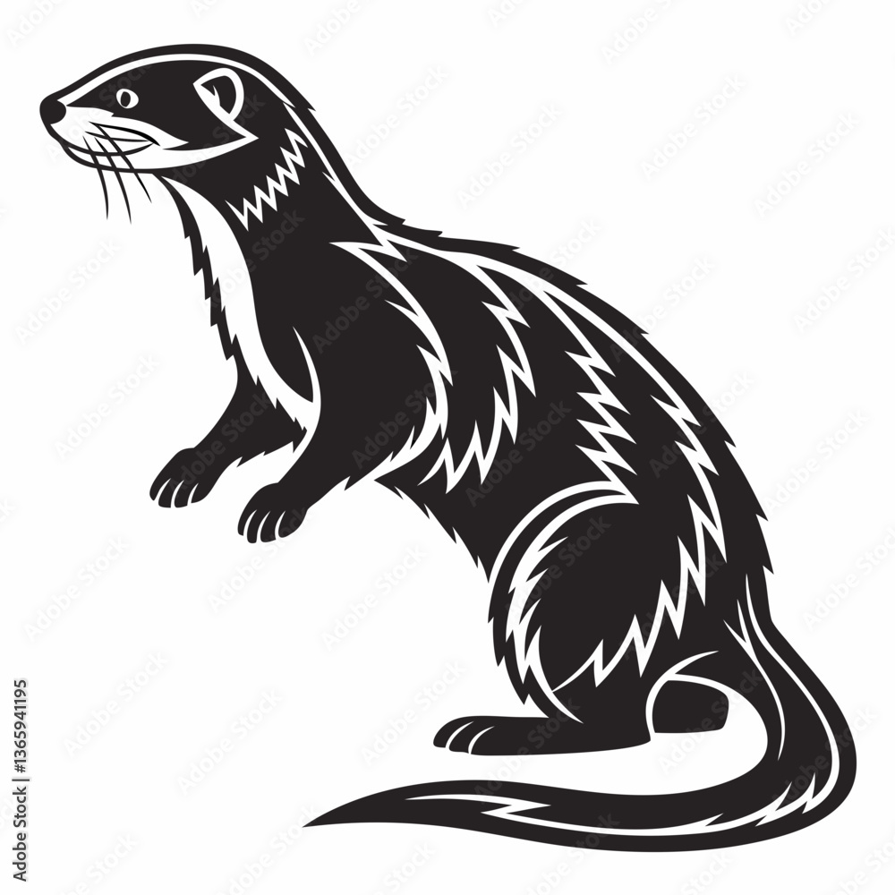 Obraz premium ferret silhouette black vector