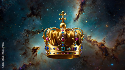 golden crown in color background ai