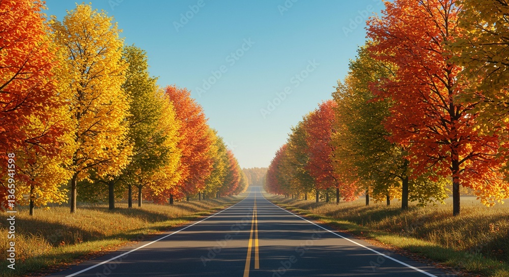 Scenic Autumn Road Vibrant Fall Foliage Colorful Trees Lining a Country Road Scenic Autumn Road Vibrant Fall Foliage Colorful Trees Lining a Country Road