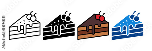 Cake Slice Icon Set Multiple Style Collection