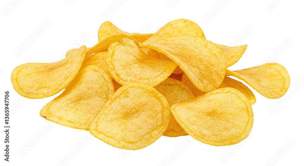 Isolated Pile of Potato Chips Isolated Pile of Potato Chips