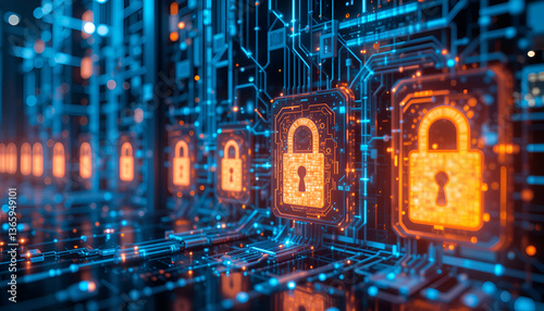An isometric illustration of cloud computing, showcasing multiple servers and devices linked in a secure network.


