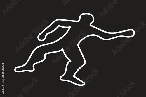 Human crime scene drawing with chalk on the ground outline vector isolated from background