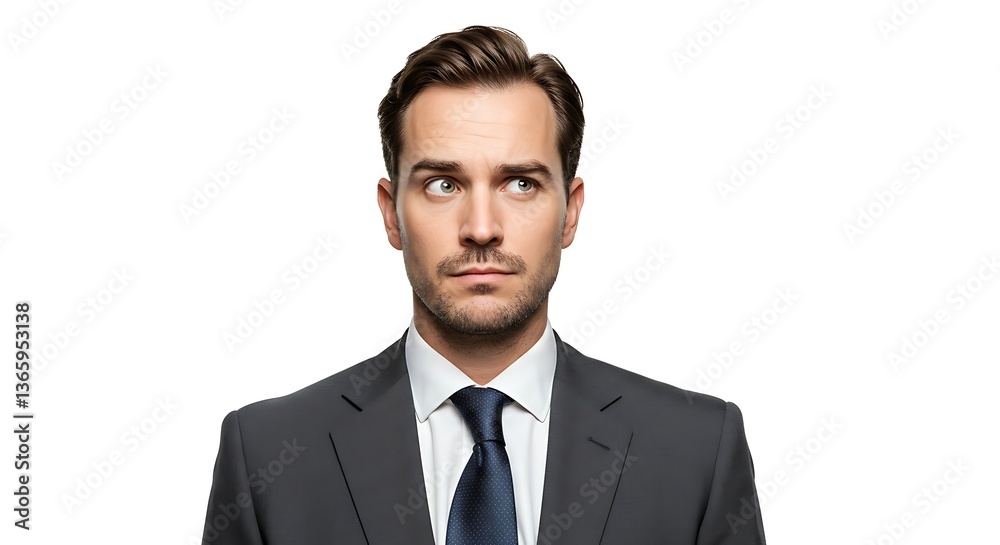 Man in suit looking sideways on white backgroundisolated on white background Man in suit looking sideways on white backgroundisolated on white background