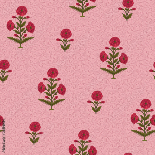Abstract seamless color full flower leaf bunch pattern
