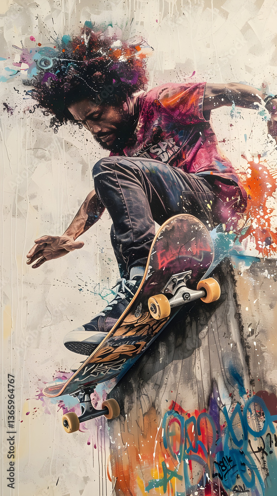 Obraz premium A male skateboarding on a concrete surface 