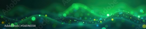 Abstract green and blue gradient tech background with glowing lines,  dynamic,  technology