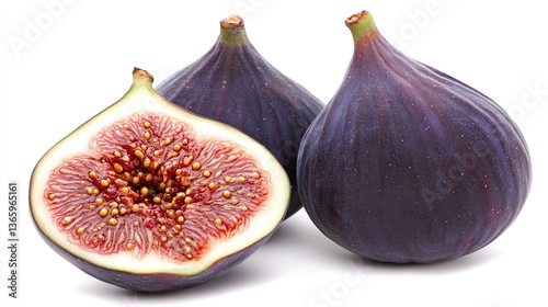 Fresh fig cut open revealing seeds food photography natural setting close-up view culinary delight