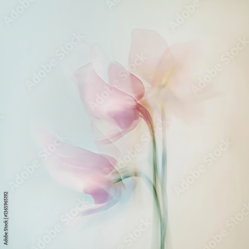 Soft pastel floral blur captures dreamy motion of graceful blooms