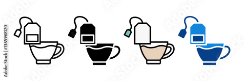 Teabag Icon Set Multiple Style Collection
