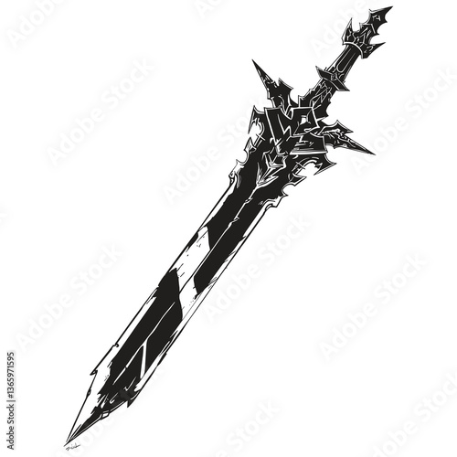 Dynamic Samurai Sword with Ink Splashes
