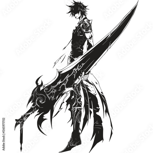 Samurai Warrior Silhouette with Ink Splash Effects