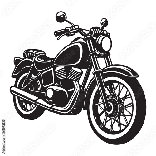 A Classic Vintage Motorcycle  – Retro Biker Style Illustration