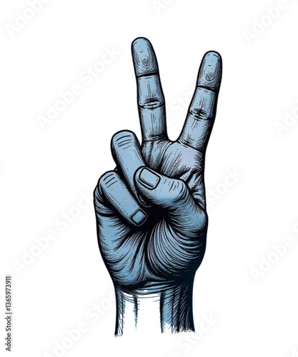  Hand-Drawn Peace Sign Illustration – Vintage Victory Gesture Art vector t-shirt design and pod site design 