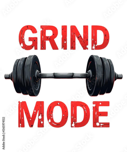 Grind Mode Gym Fitness Typography Design - Motivational Workout T-Shirt Graphic design for pod site 