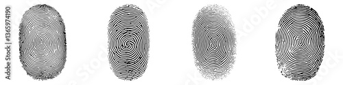 Fingerprint isolated on transparent background. PNG ,Set of
