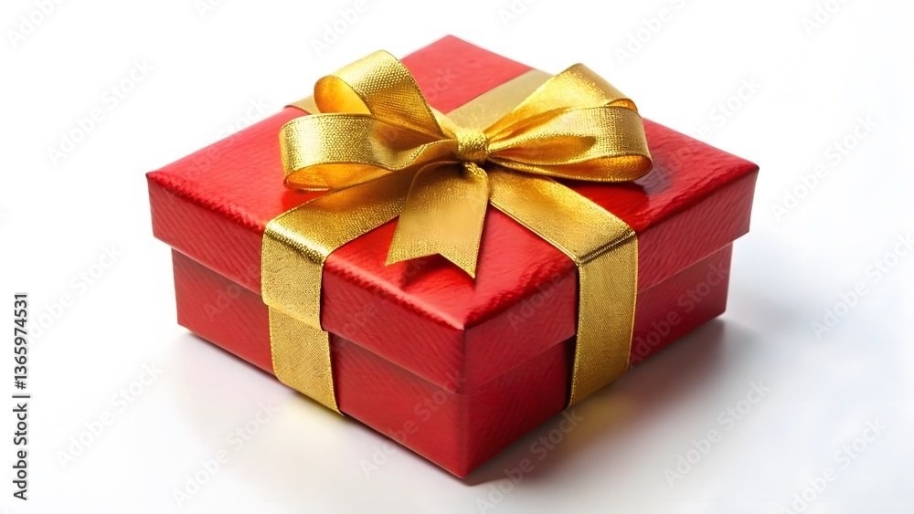 Fototapeta premium Red Gift Box with Gold Ribbon