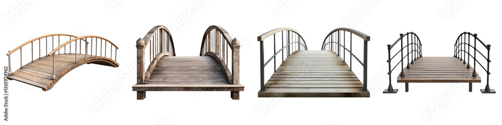 Fototapeta premium Footbridges isolated on transparent background. PNG ,Set of