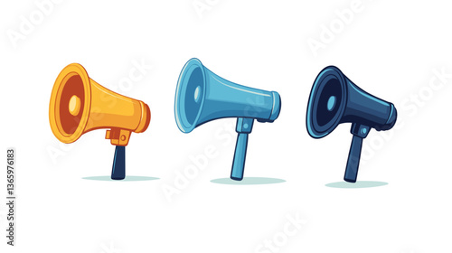 Colorful illustration of loudspeakers in modern style suitable for advertising, announcements, and presentations