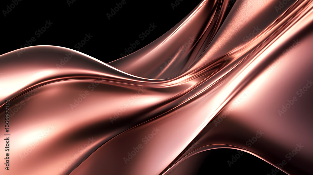 Obraz premium Flowing copper curves abstract design digital art modern aesthetic close-up view fluid dynamics