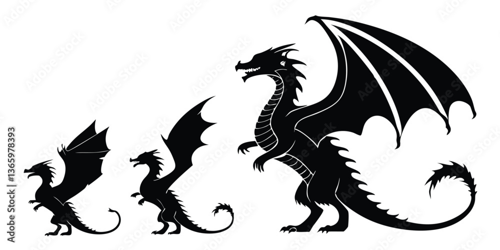 Naklejka premium dragon silhouettes