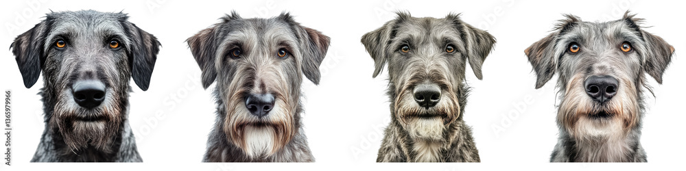 Irish wolfhound face isolated on transparent background. PNG ,Set of Irish wolfhound face isolated on transparent background. PNG ,Set of
