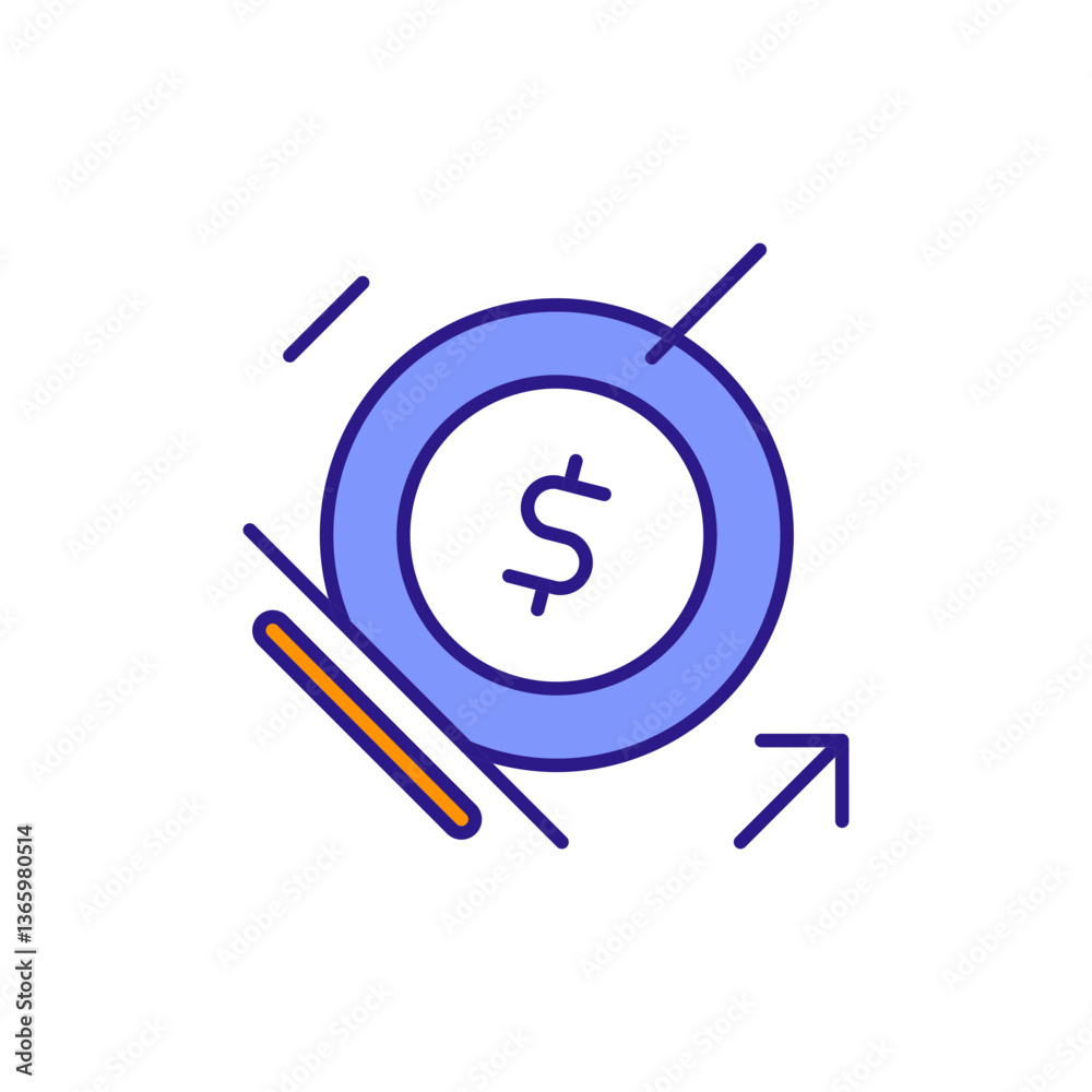 Fototapeta premium Expense Icon Representing Decreased Spending.