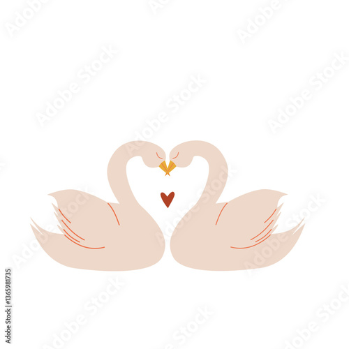A pair of swan characters. A symbol of love.