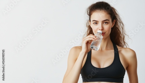 Woman drinking water fitness lifestyle