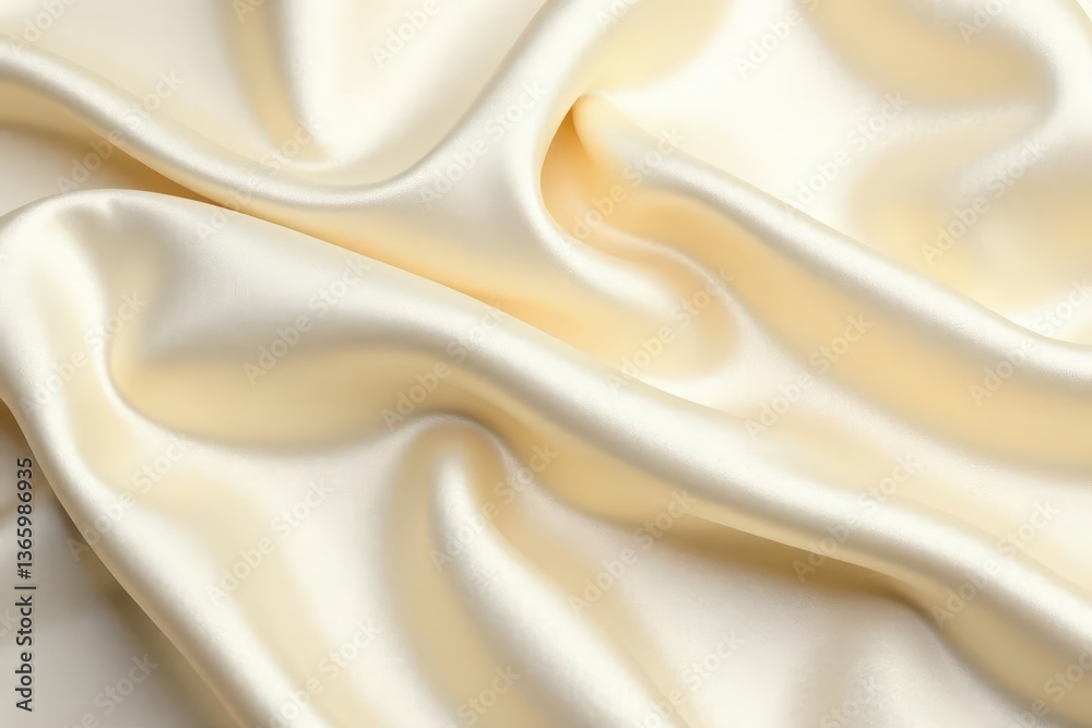 Fototapeta premium Creamy beige silk fabric, delicate texture White background , background, wall, smooth