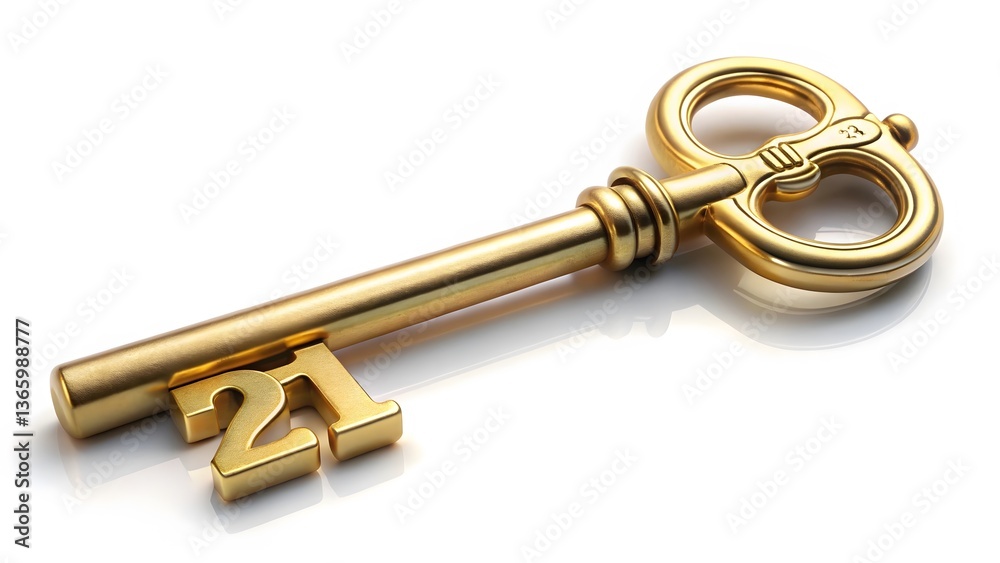 Gold Key with Number 21 Gold Key with Number 21