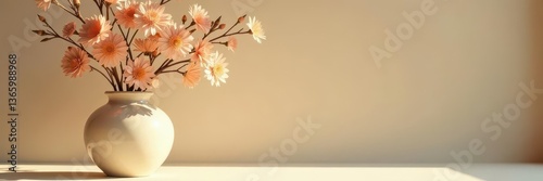 Wallpaper Mural Soft light bathes beige vases filled with dried blooms, creating a peaceful scene, beige pottery, image, arrangement Torontodigital.ca